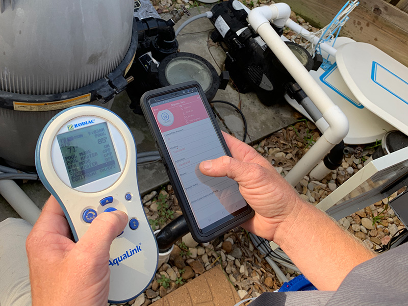 The Pool Boys Service Technician performing an On Point Checkup Pool Equipment Inspection